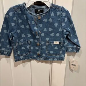 Seven7 Blue Heart Pattern Kids Jean Jacket